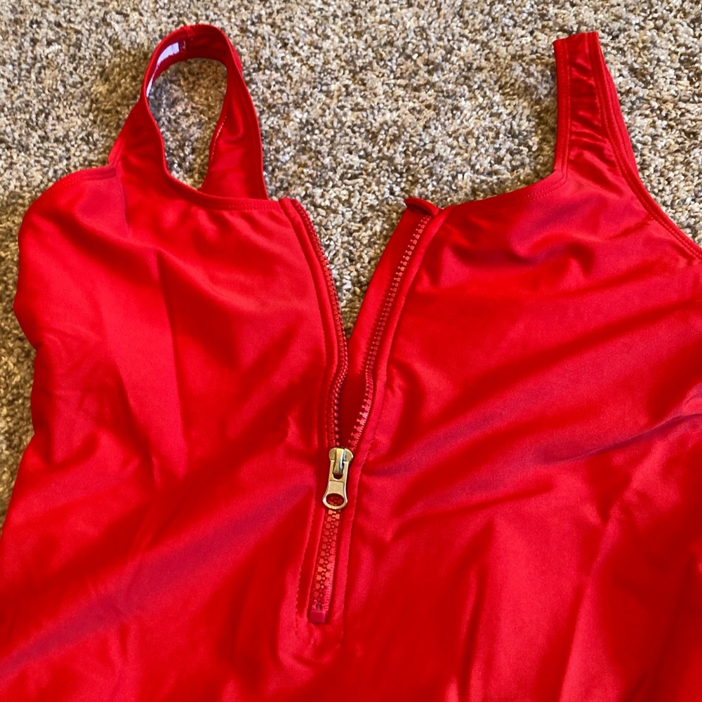 red swimsuit/bodysuit